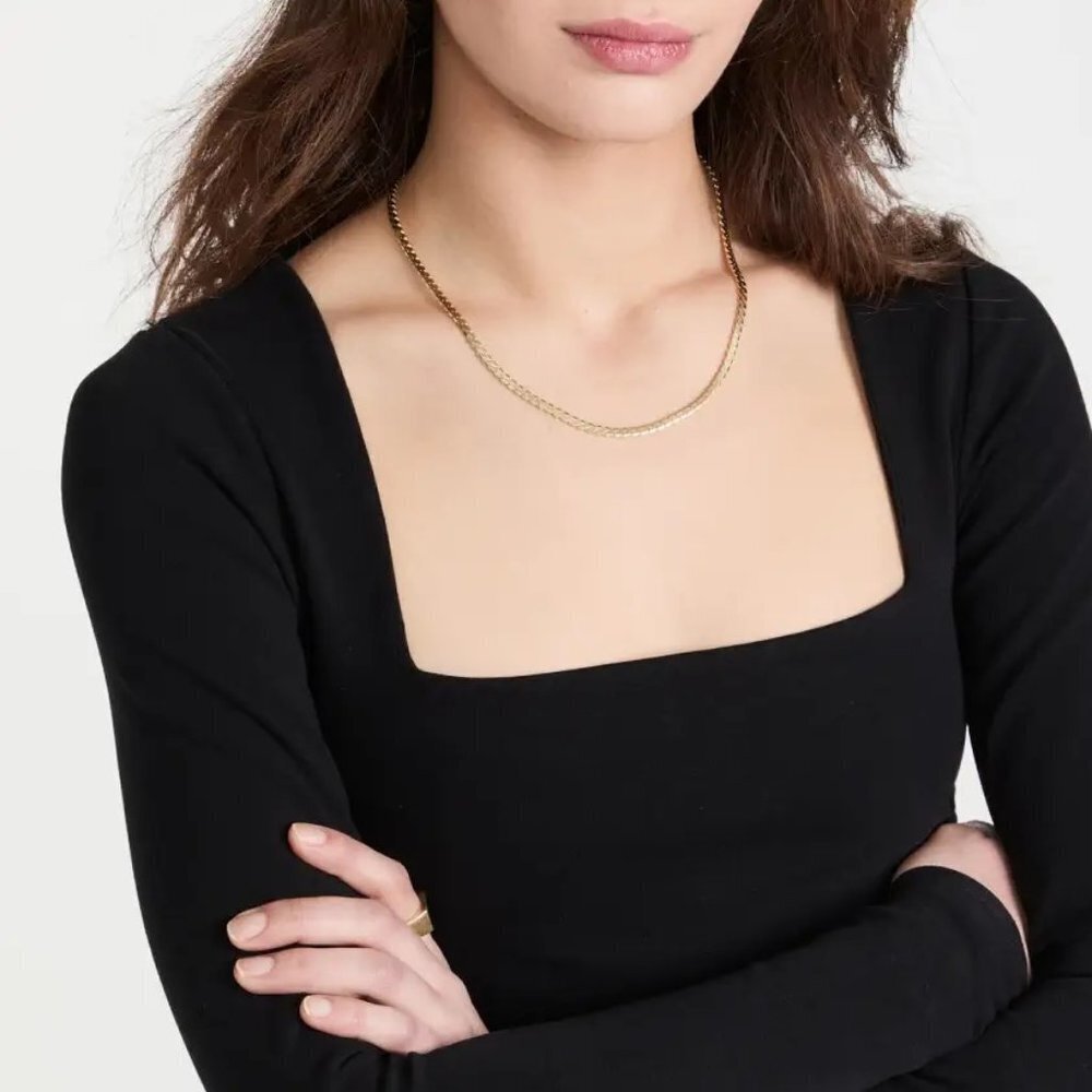 J. Crew Black Square Neck T-shirt Top
